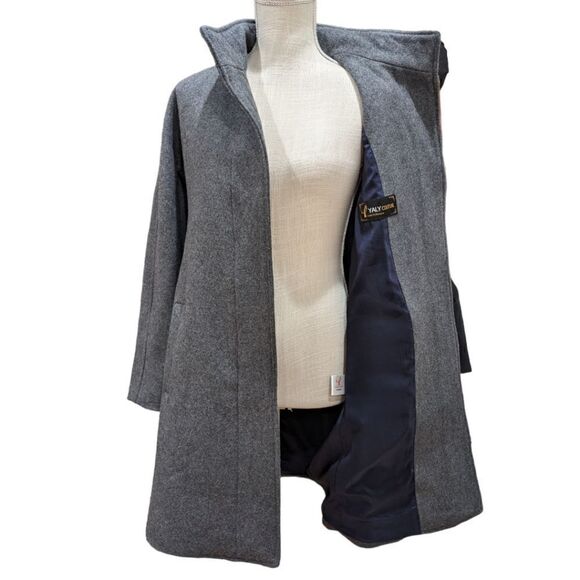 Yaly Couture Custom Designed Tailored Pure Wool Womens Grey Zip Up Coat Size M - Picture 7 of 11